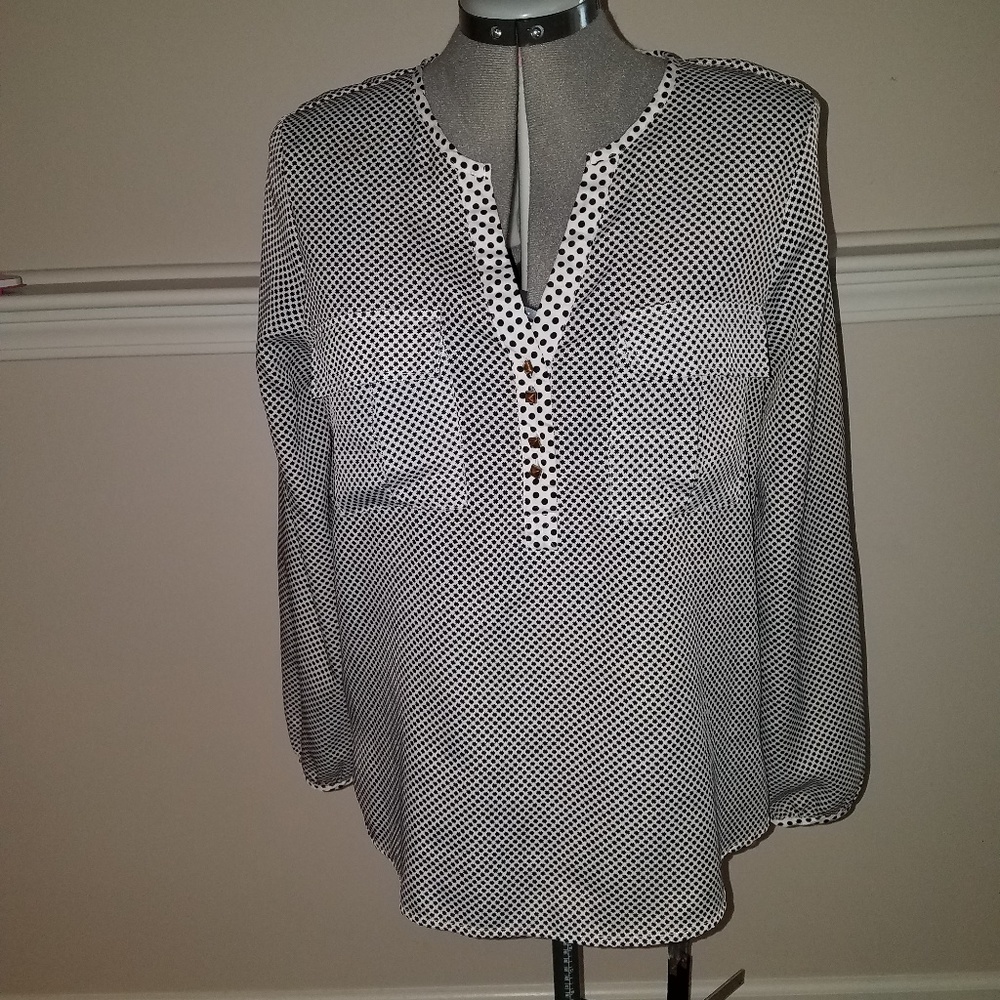Black and white polka dot blouse
